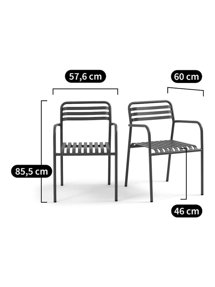 La Redoute Intérieurs Set of 2 Khaki Manni Aluminium Garden Armchairs - Image 6 of 6