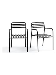La Redoute Intérieurs Set of 2 Charcoal Manni Aluminium Garden Armchairs - Image 2 of 6