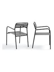 La Redoute Intérieurs Set of 2 Charcoal Manni Aluminium Garden Armchairs - Image 4 of 6