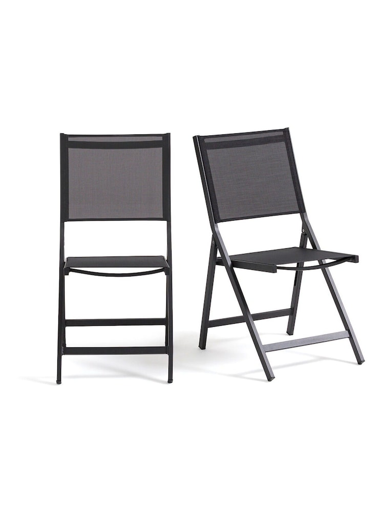 La Redoute Intérieurs Set of 2 Black Zory Aluminium Folding Garden Chairs - Image 2 of 6