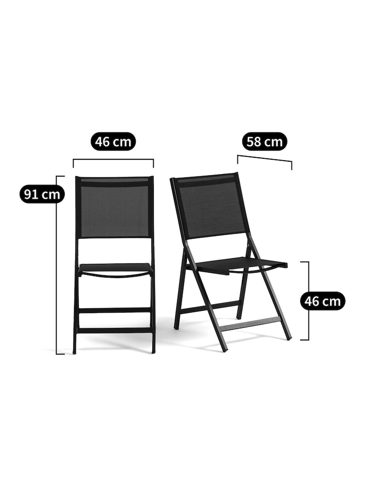 La Redoute Intérieurs Set of 2 Black Zory Aluminium Folding Garden Chairs - Image 6 of 6