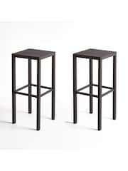 La Redoute Intérieurs Set of 2 Black Choe Perforated Metal Outdoor Bar Stools - Image 1 of 3