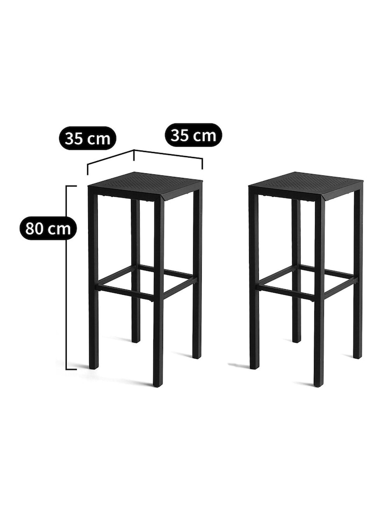 La Redoute Intérieurs Set of 2 Black Choe Perforated Metal Outdoor Bar Stools - Image 2 of 3
