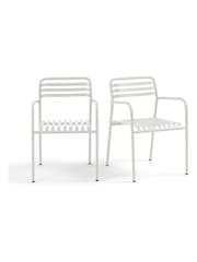 La Redoute Intérieurs Set of 2 White Manni Aluminium Garden Armchairs - Image 2 of 6