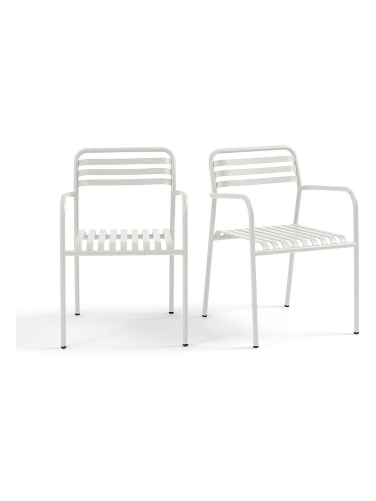La Redoute Intérieurs Set of 2 White Manni Aluminium Garden Armchairs - Image 2 of 6