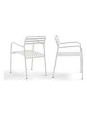 La Redoute Intérieurs Set of 2 White Manni Aluminium Garden Armchairs - Image 3 of 6