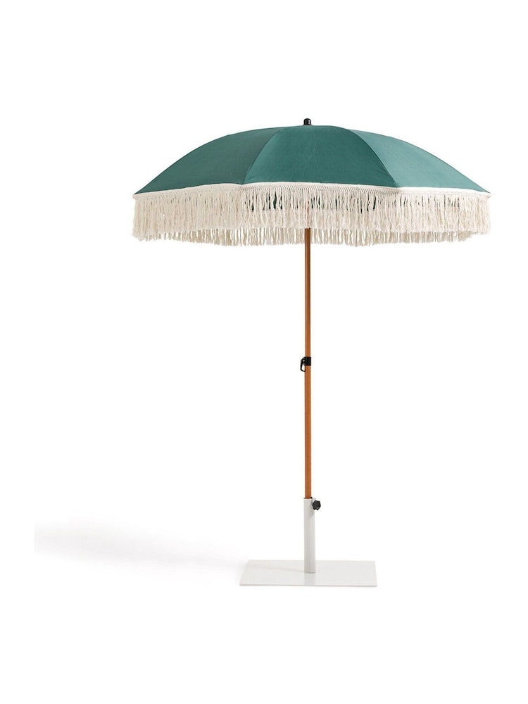 La Redoute Intérieurs Green Biara Fringed Parasol Garden Umbrella - Image 2 of 6