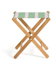 La Redoute Intérieurs Green Stripe Veniza Acacia and Canvas Directors Chair - Image 2 of 4