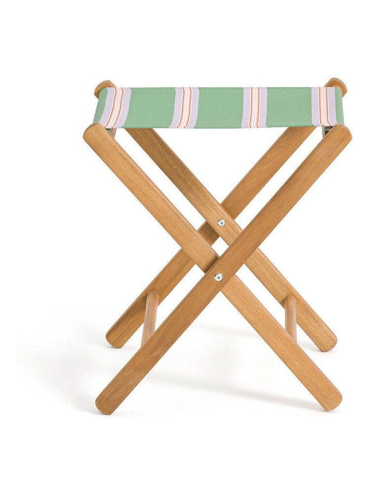 La Redoute Intérieurs Green Stripe Veniza Acacia and Canvas Directors Chair - Image 2 of 4
