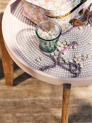 La Redoute Intérieurs Pink Medan Cement Fibre and Acacia Outdoor Side Table - Image 1 of 4