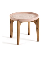 La Redoute Intérieurs Pink Medan Cement Fibre and Acacia Outdoor Side Table - Image 2 of 4
