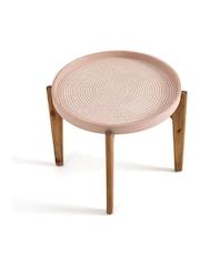 La Redoute Intérieurs Pink Medan Cement Fibre and Acacia Outdoor Side Table - Image 3 of 4