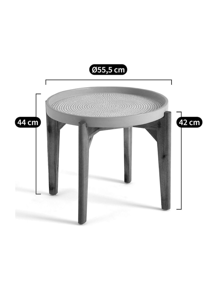 La Redoute Intérieurs Pink Medan Cement Fibre and Acacia Outdoor Side Table - Image 4 of 4