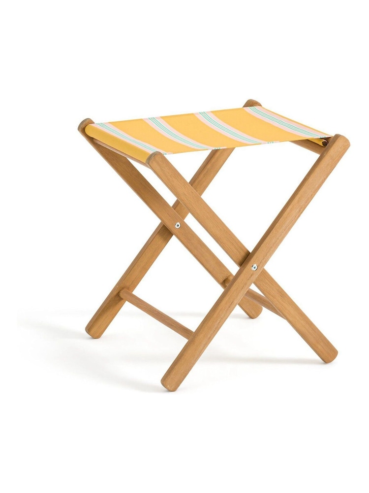 La Redoute Intérieurs Yellow Stripe Veniza Acacia and Canvas Directors Chair - Image 1 of 4