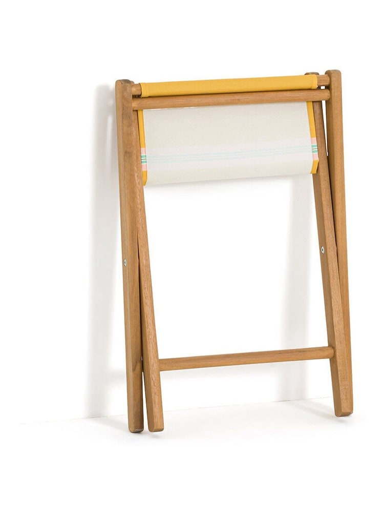 La Redoute Intérieurs Yellow Stripe Veniza Acacia and Canvas Directors Chair - Image 2 of 4