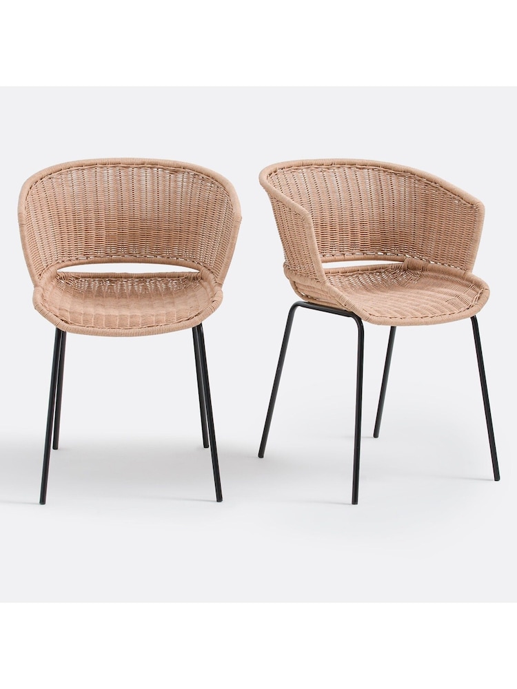 La Redoute Intérieurs Set of 2 Natural Verana Steel and Resin Garden Chairs - Image 2 of 5