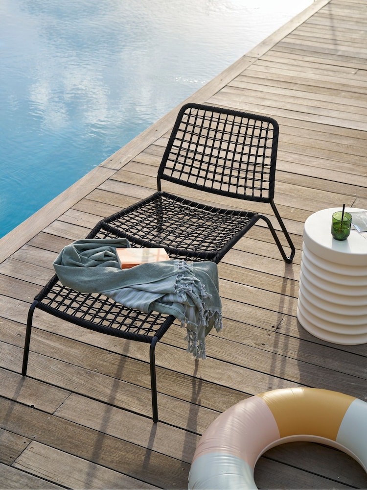 La Redoute Intérieurs Black Masix Metal and Steel Garden Chair Longue with Br Rope - Image 1 of 5