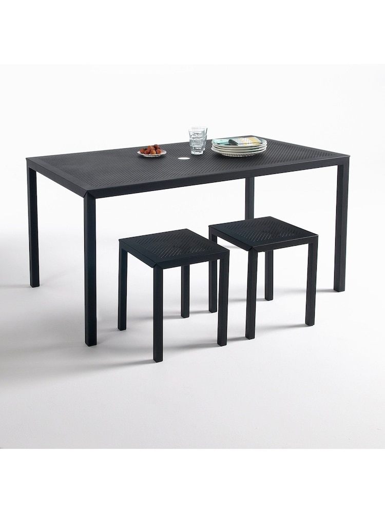 La Redoute Intérieurs Black Choe Perforated Metal Rectangular Outdoor Table - Image 2 of 4