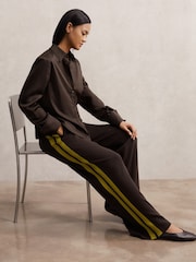 Reiss Berry Samson Petite Knitted Side-Stripe Wide-Leg Trousers - Image 1 of 7
