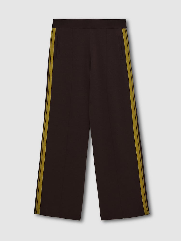Reiss Berry Samson Petite Knitted Side-Stripe Wide-Leg Trousers - Image 2 of 7