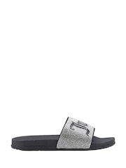 Juicy Couture Silver Donna Diamante Sliders - Image 1 of 4