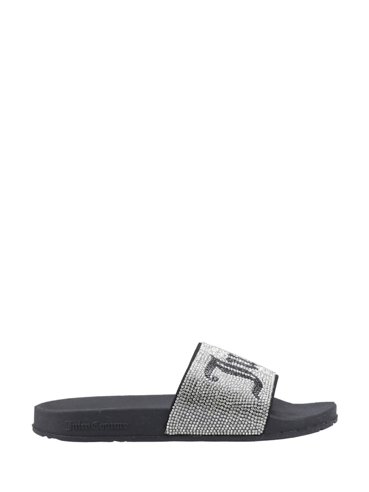 Juicy Couture Silver Donna Diamante Sliders - Image 1 of 4