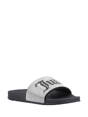 Juicy Couture Silver Donna Diamante Sliders - Image 2 of 4