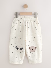 White Mono Spot Bears Embellished Barrel Trousers (3mths-7yrs) - Image 1 of 4