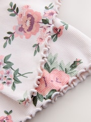 Floral blanco crudo - Leggings acampanados de canalé (3 meses-7 años) - Imagen 3 de 4