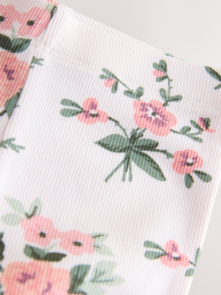 Ecru White Floral Rib Flare Leggings (3mths-7yrs) - Image 8 of 8 Ecru White Floral Rib Flare Leggings (3mths-7yrs) - Image 8 of 8