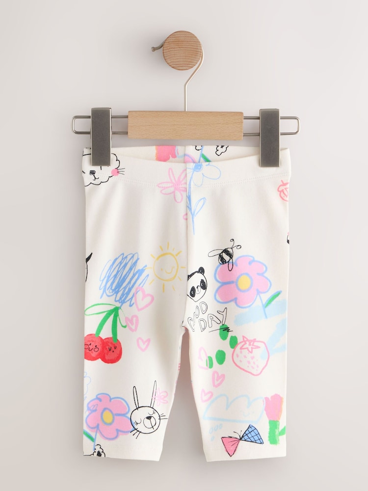 Ecru White Doodle Cropped Leggings (3mths-7yrs) - Image 1 of 4 Ecru White Doodle Cropped Leggings (3mths-7yrs) - Image 1 of 4