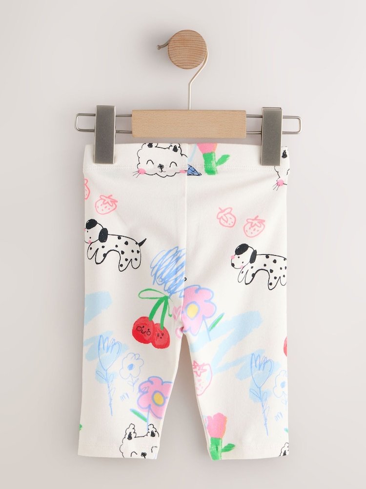 Ecru White Doodle Cropped Leggings (3mths-7yrs) - Image 2 of 4 Ecru White Doodle Cropped Leggings (3mths-7yrs) - Image 2 of 4