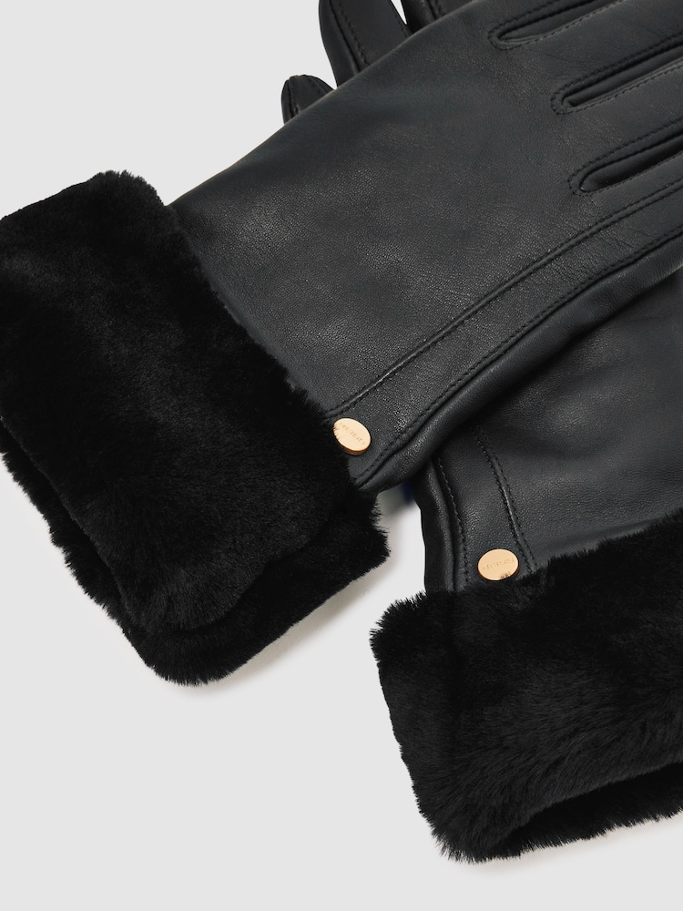 Reiss Black Audrey Gloves - Image 4 of 4