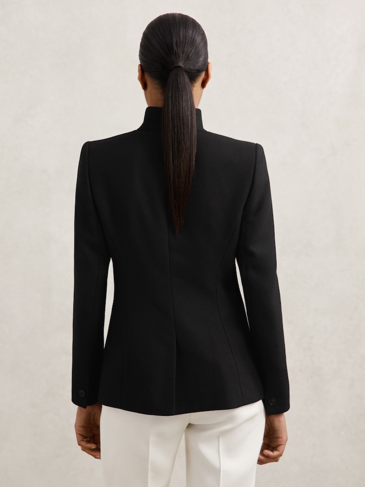 Buy Reiss Black Manon Wool-Blend Wrapover Blazer from the Next UK