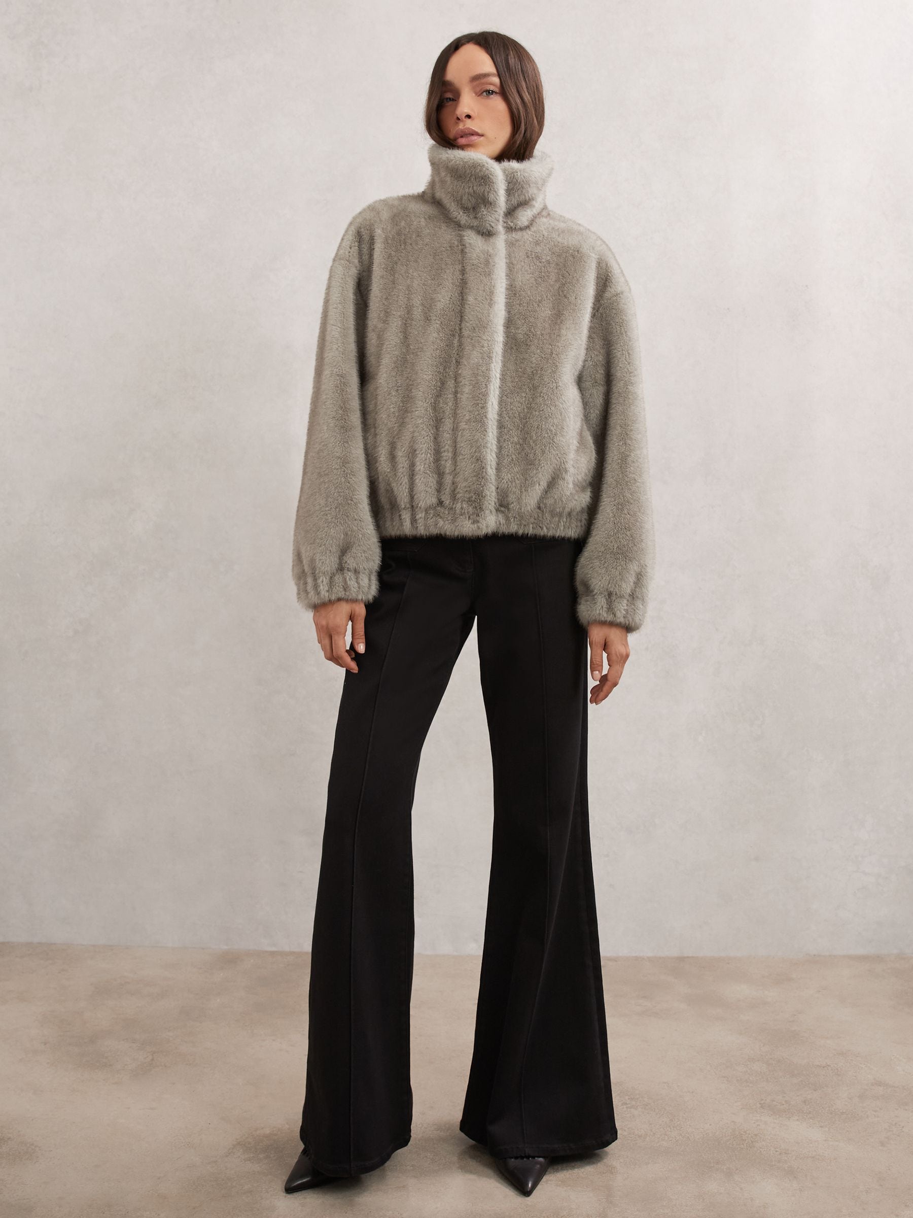 Buy Reiss Grey Andee Faux-Fur Zip-Through Jacket from Next USA