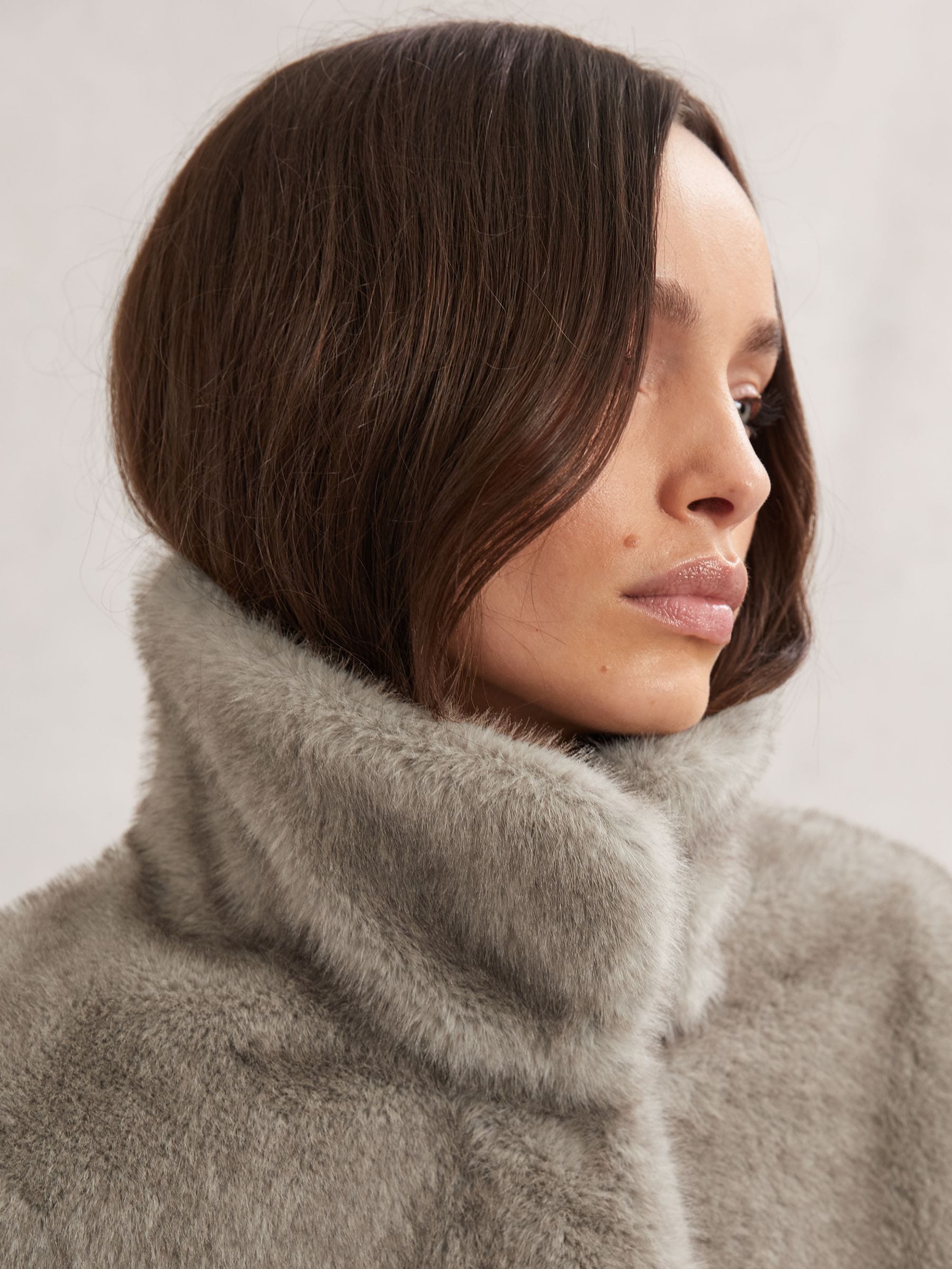 Buy Reiss Grey Andee Faux-Fur Zip-Through Jacket from Next USA