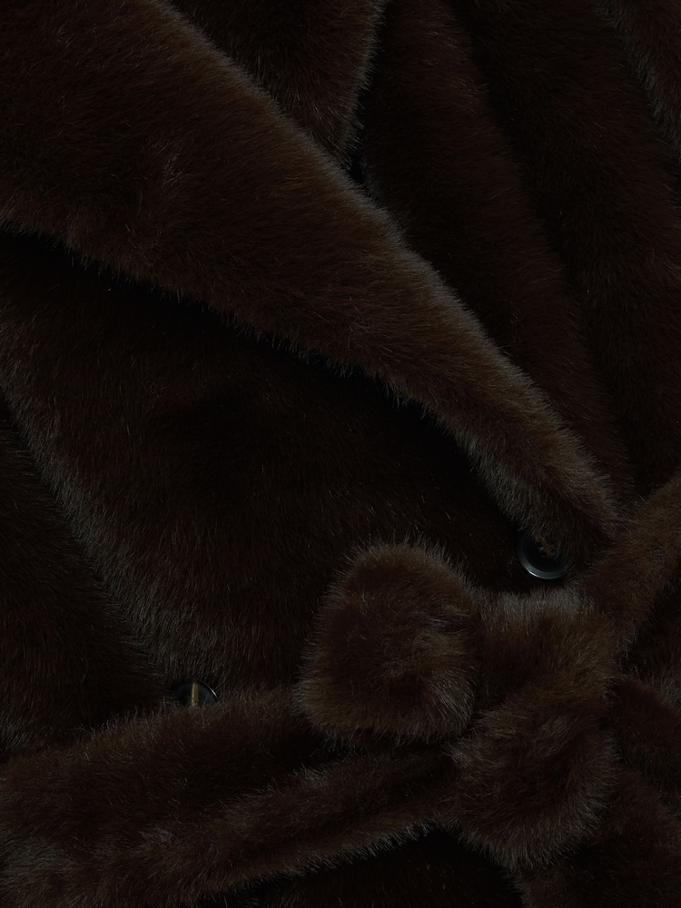 Reiss Chocolate Brown Cate Faux-Fur Long Belted Coat - Image 7 of 7 Reiss Chocolate Brown Cate Faux-Fur Long Belted Coat - Image 7 of 7