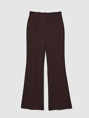Reiss Chocolate Brown Priya Twill Patch-Pocket Flared Trousers - Image 2 of 5