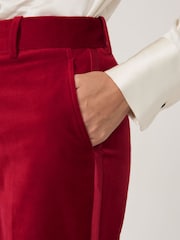 أحمر - Reiss Elia Velvet Tuxedo-Stripe Flared Trousers - صورة 4 من 8