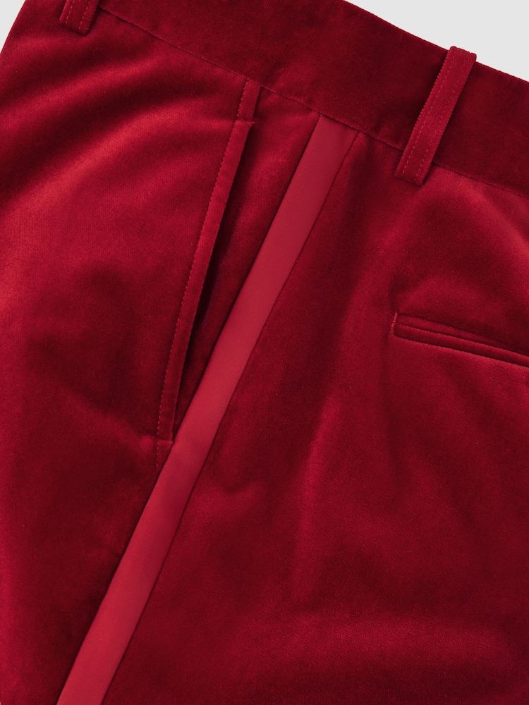 أحمر - Reiss Elia Velvet Tuxedo-Stripe Flared Trousers - صورة 8 من 8 أحمر - Reiss Elia Velvet Tuxedo-Stripe Flared Trousers - صورة 8 من 8