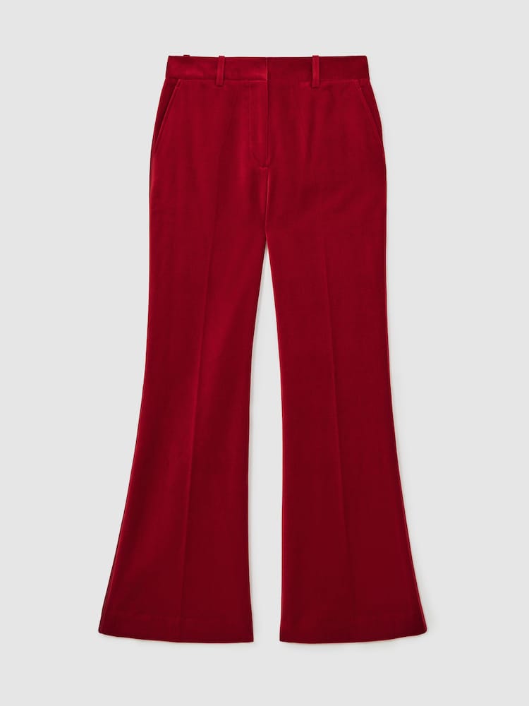 أحمر - Reiss Elia Velvet Tuxedo-Stripe Flared Trousers - صورة 2 من 9 أحمر - Reiss Elia Velvet Tuxedo-Stripe Flared Trousers - صورة 2 من 9