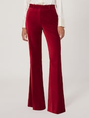 أحمر - Reiss Elia Velvet Tuxedo-Stripe Flared Trousers - صورة 4 من 9