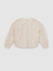 Reiss Ivory Roxy Fluffy Sequin-Embellished Top - Image 2 of 5
