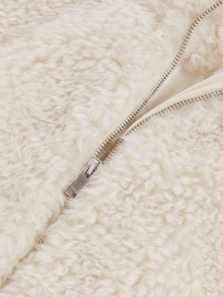 Reiss Ivory Remy Faux-Shearling Funnel-Neck Coat - Image 4 of 4 Reiss Ivory Remy Faux-Shearling Funnel-Neck Coat - Image 4 of 4