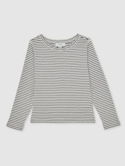 Reiss Navy/White Poppy Cotton Pointelle Long-Sleeve Top - Image 2 of 4