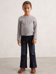 Reiss Navy/White Poppy Cotton Pointelle Long-Sleeve Top - Image 3 of 4