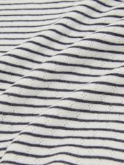 Reiss Navy/White Poppy Cotton Pointelle Long-Sleeve Top - Image 4 of 4