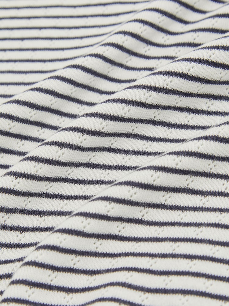 Reiss Navy/White Poppy Cotton Pointelle Long-Sleeve Top - Image 4 of 4