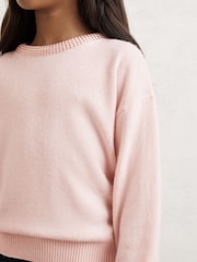 Reiss Blush Elizabeth Wool-Blend Crystal-Neckline Jumper With Cashmere - Image 1 of 4