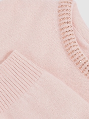 Reiss Blush Elizabeth Wool-Blend Crystal-Neckline Jumper With Cashmere - Image 4 of 4
